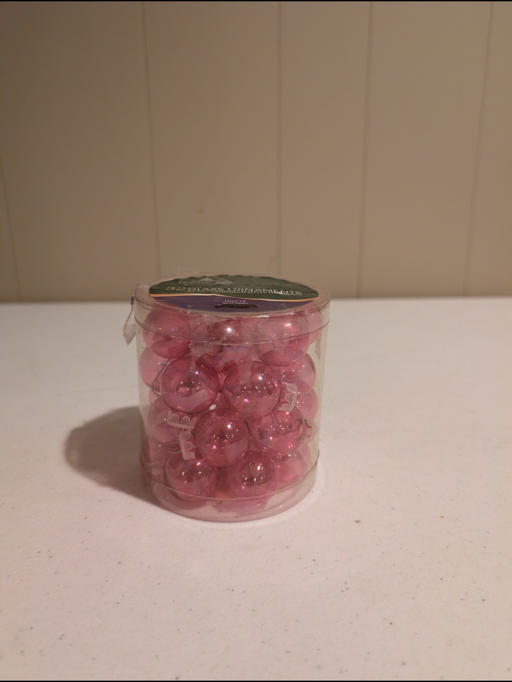 Holiday Time Pink Mini Glass Ornaments